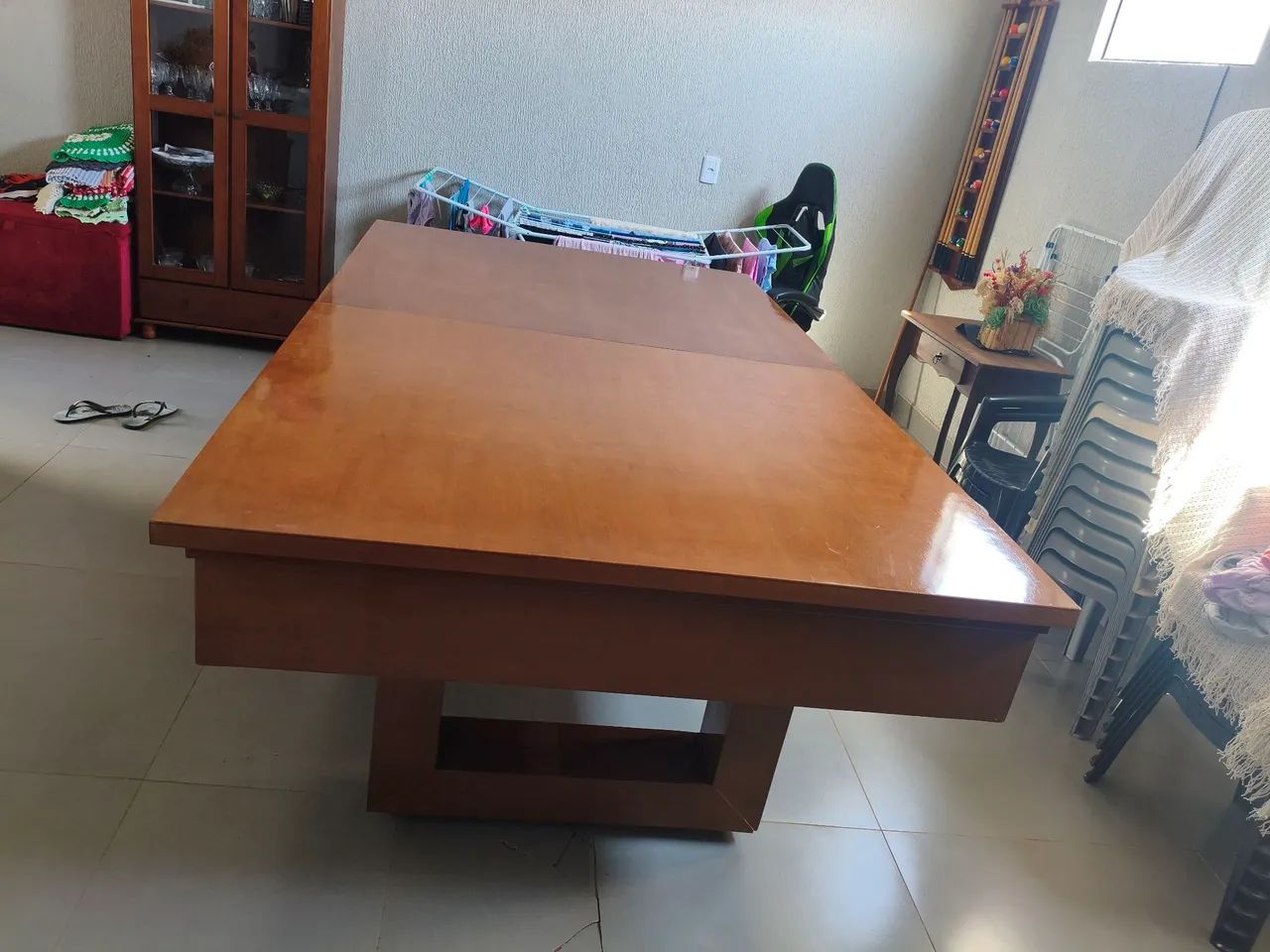 Mesa de cinuca e jantar (madeira e pedra ardósia ) luxo  - Foto 5