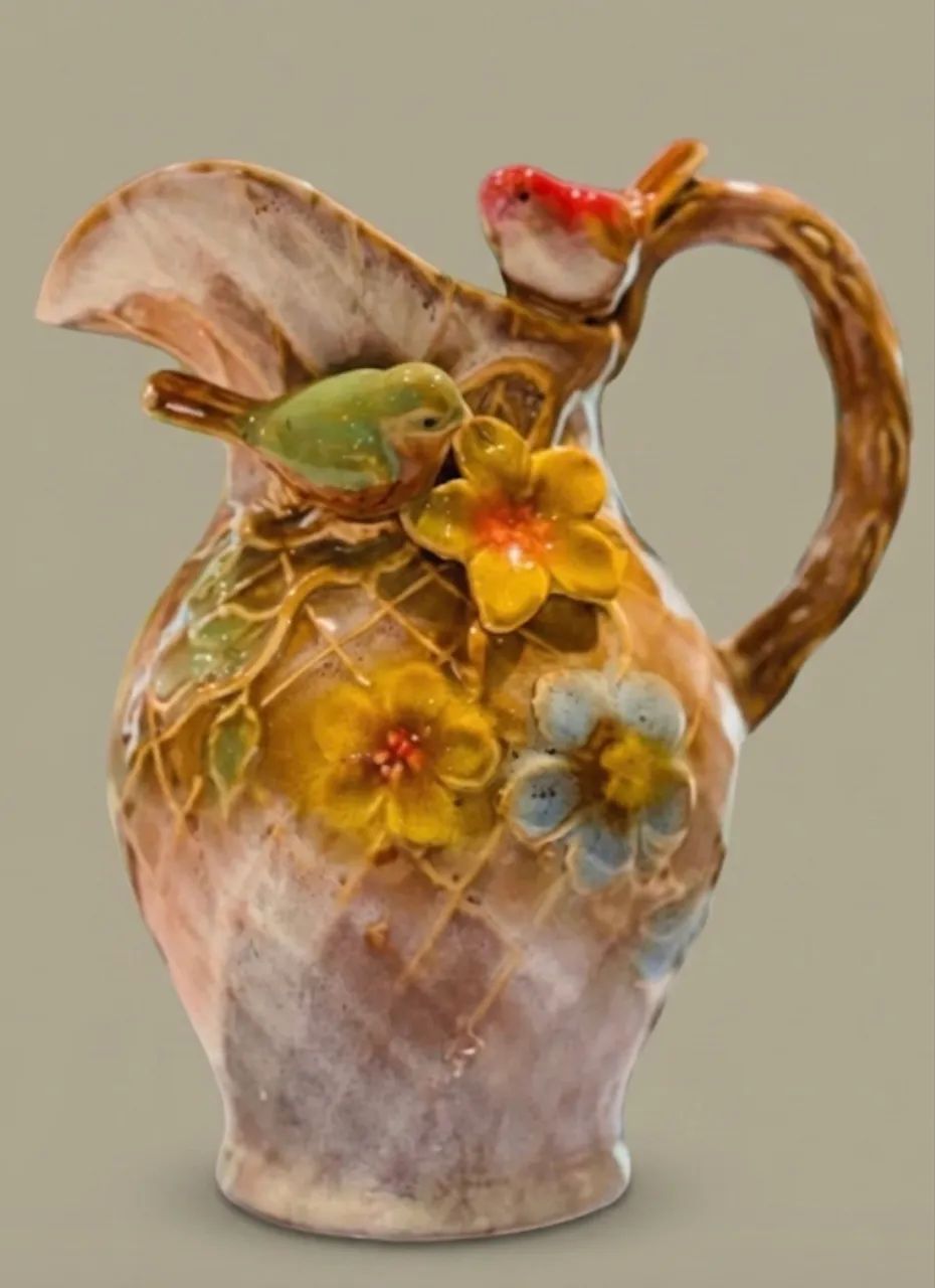 Jarro Decorativo Porcelana com Pássaros e Flores - Foto 3