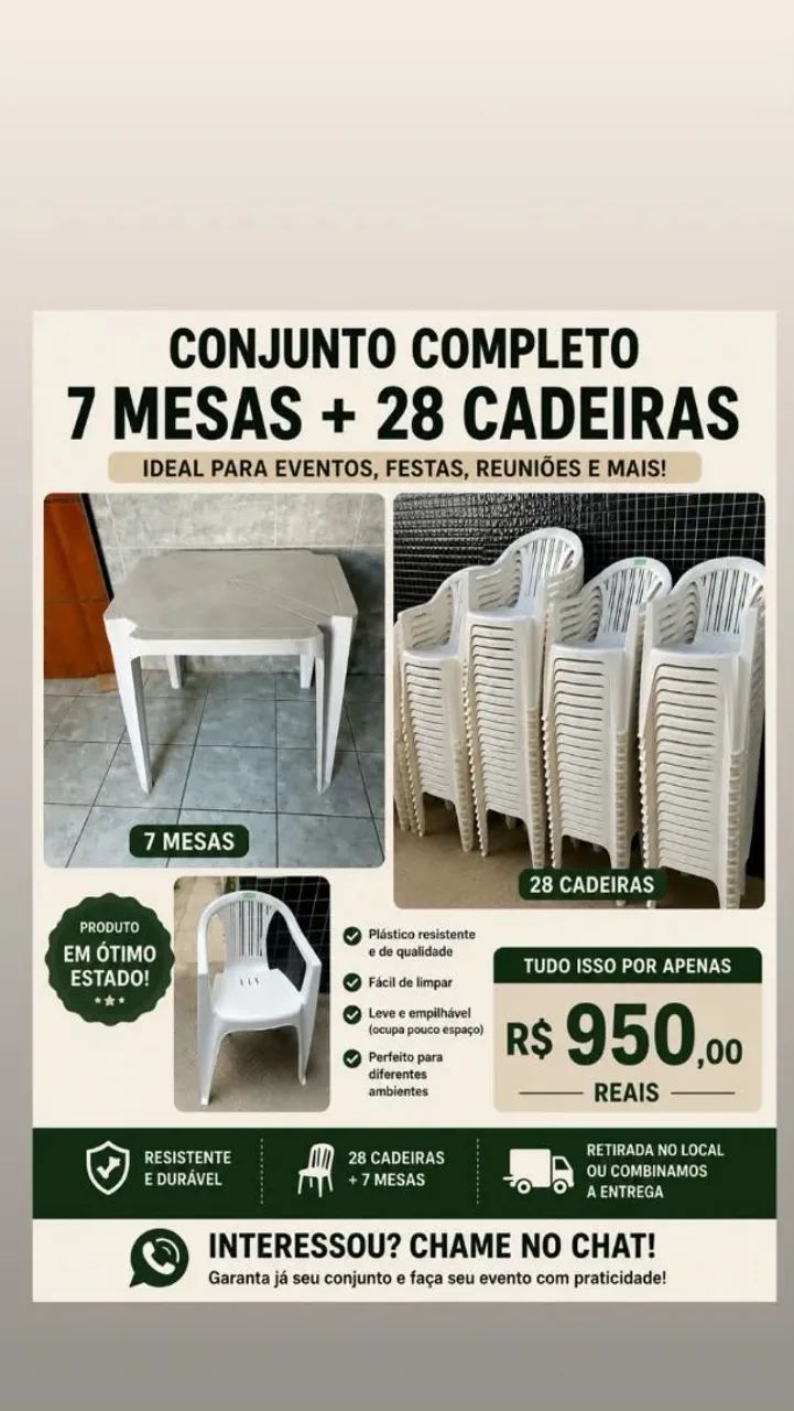 Conjunto mesa e cadeiras 