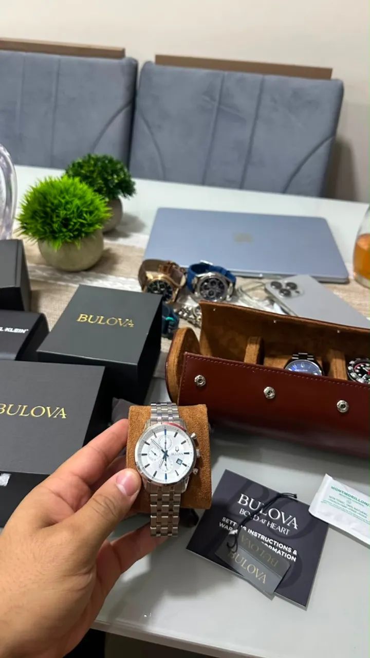 relógio bulova prata automatic modelo: 96B404
