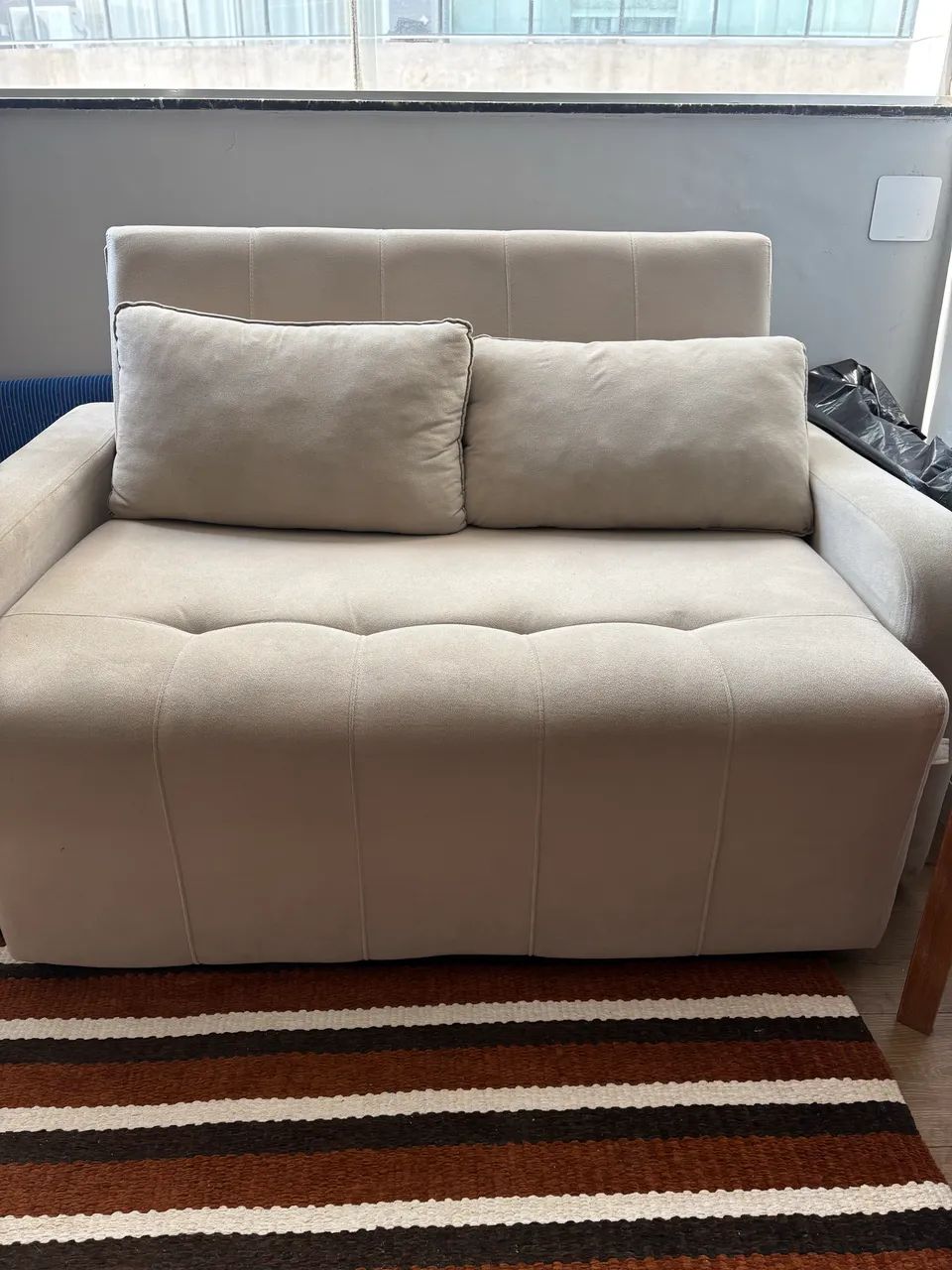 Sofá-Cama 2 Lugares Bege - 1,40m - Vira Cama de 1,90m