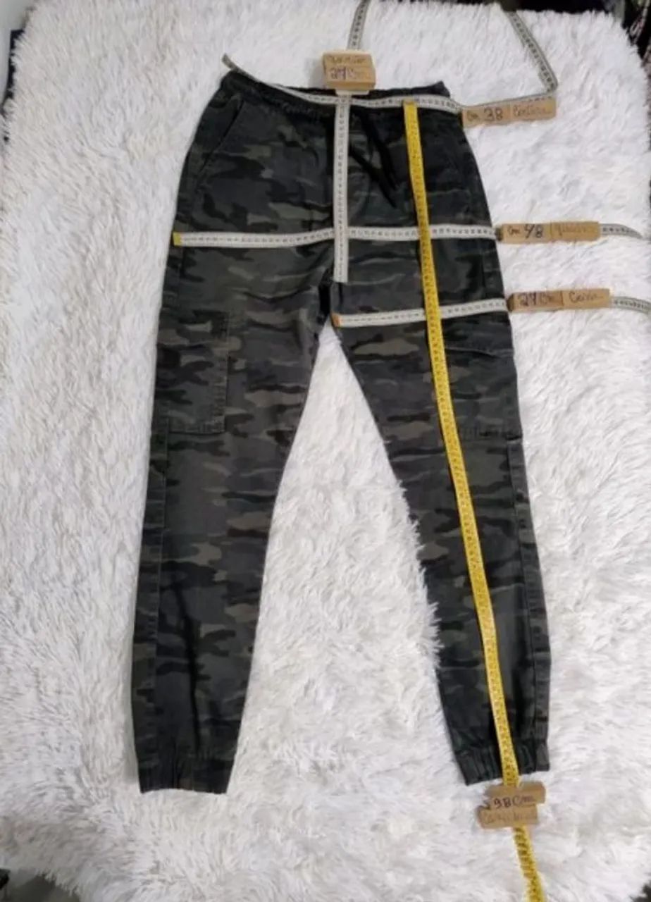 Calça Jogger Cargo Camuflada Militar Masculinas 36 - Foto 5