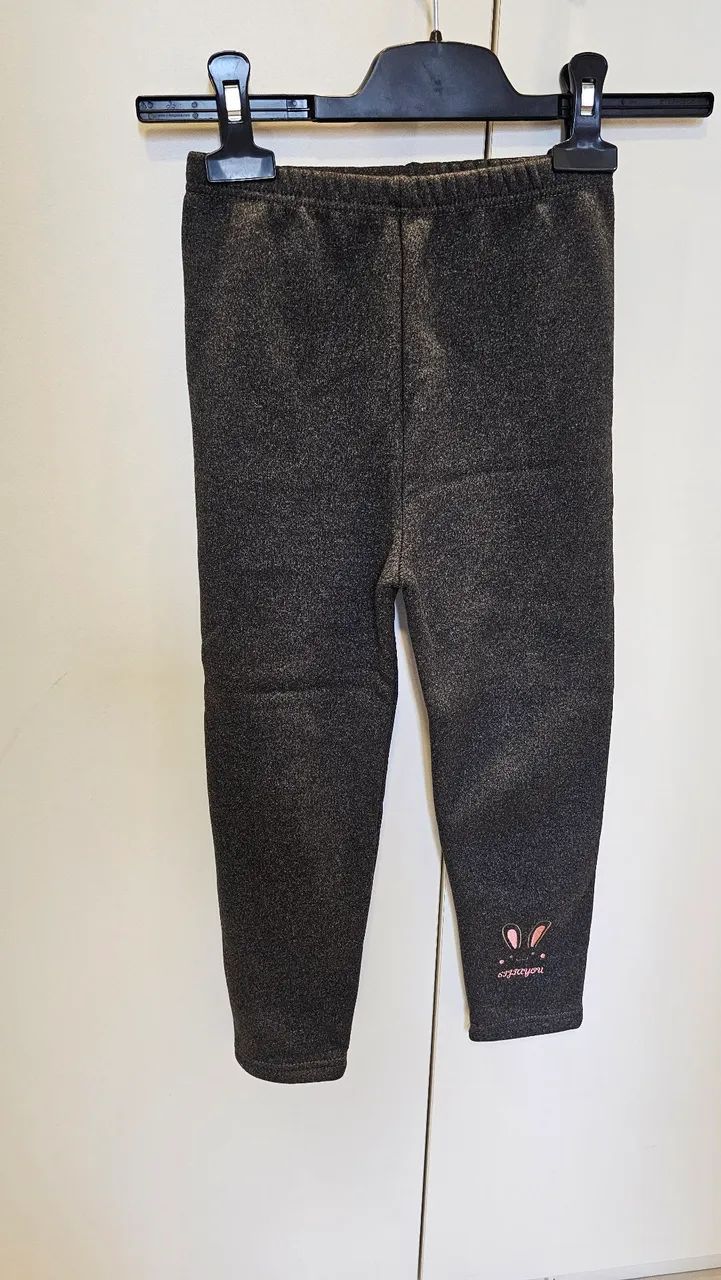 Calça legging de algodão flanelada infantil 5/6
