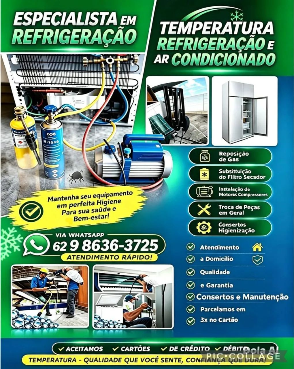 Com Qualidade e Garantia:Temperatura Refrigeração(Consertos e Manutenção)