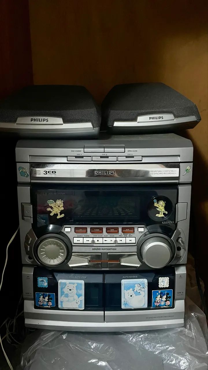 Mini System Philips 3 CD Changer + Caixas Originais (Ideal p/ Celular, PC e TV)
