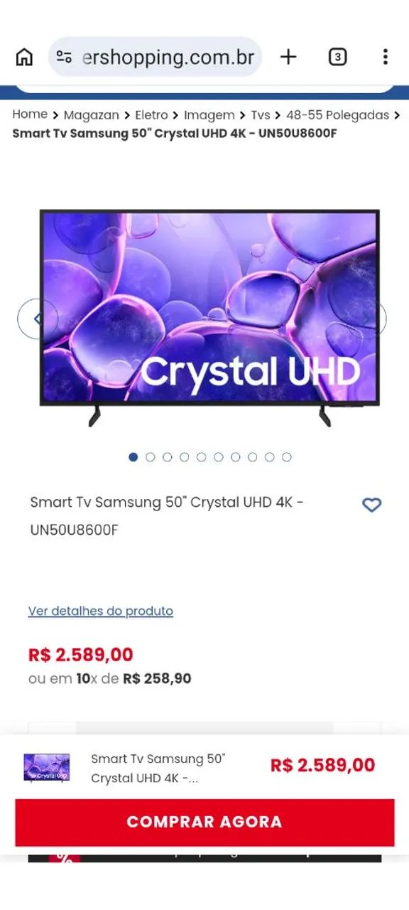 Tv Samsung Crystal UHD 50 Polegadas Semi nova 