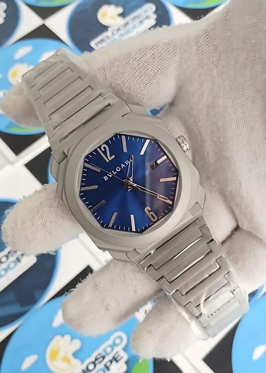 RELÓGIO BVLGARI OCTO FUNDO AZUL AUTOMÁTICO  - Foto 3
