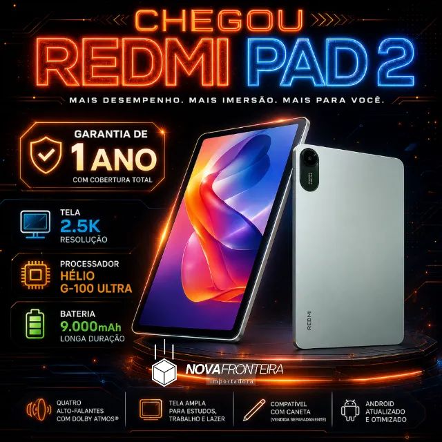 Redmi Pad 2 128GB | Lacrado | 1 ano de garantia | RETIRE NO SHOPPING DA CIDADE