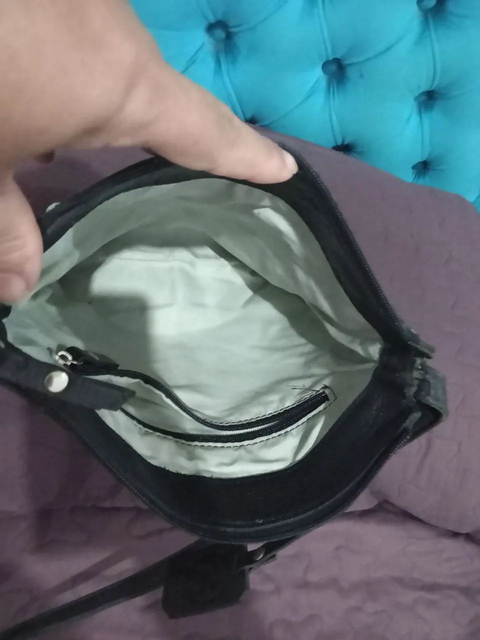 Bolsa andoria preta couro legítimo  - Foto 3