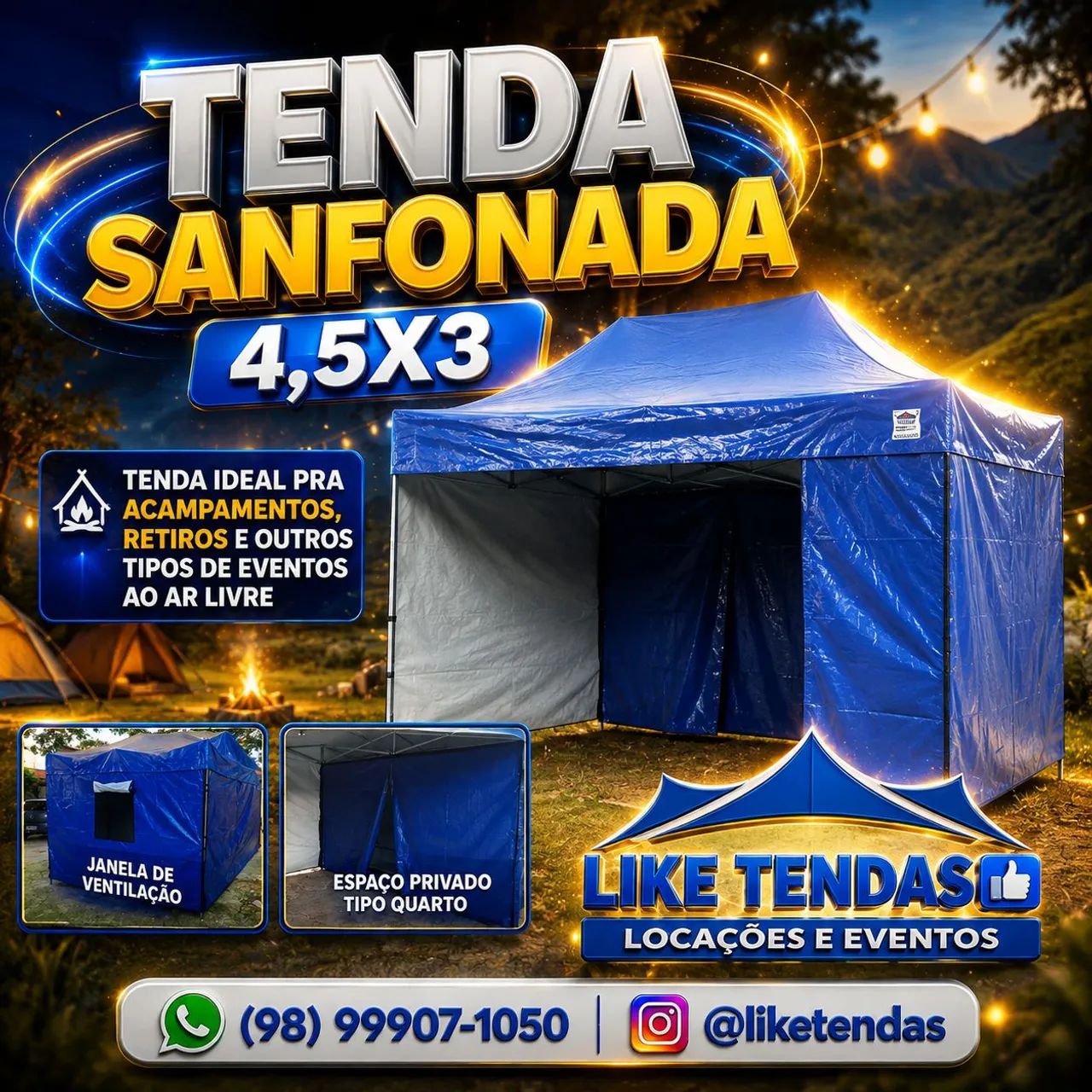 TENDAS PIRAMIDAIS E SANFONADAS/LOCAÇÕES.
