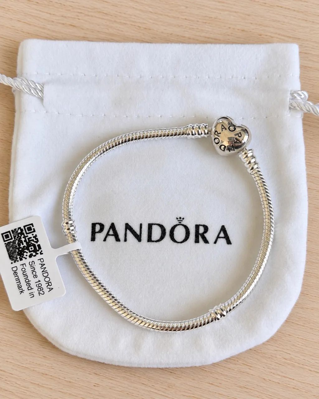 Pulseira Pandora coração 18cm - Foto 2