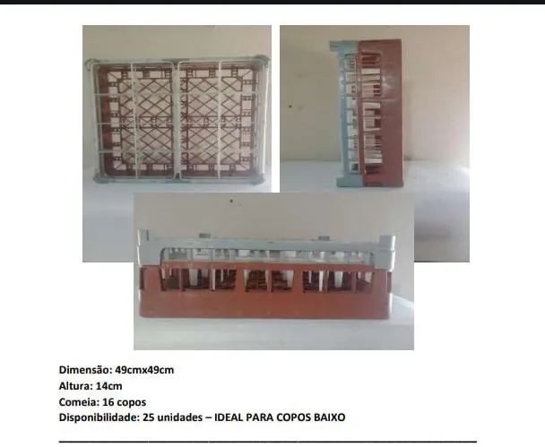 Rack plástico reforçado para transporte de copos 