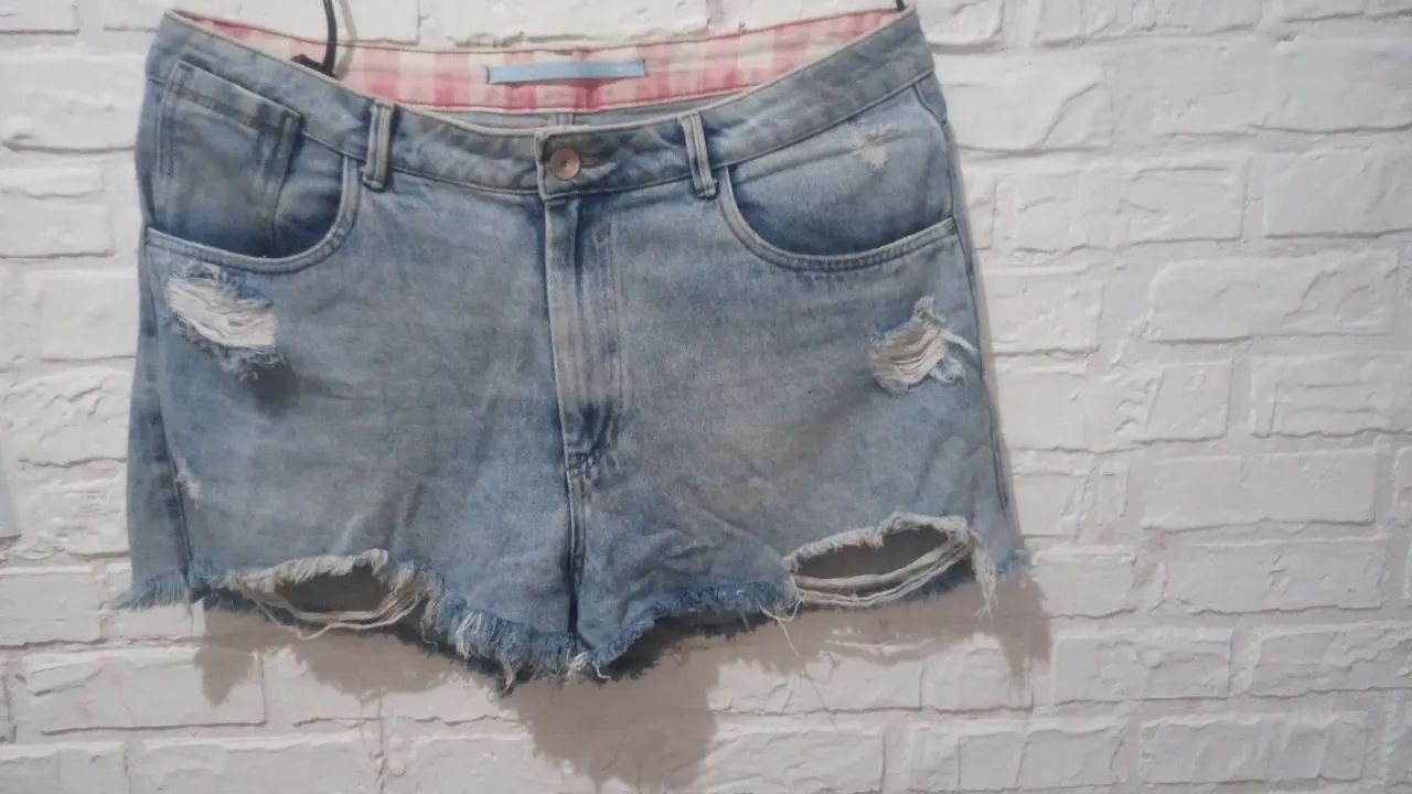 Short Jeans Azul Claro Feminino N:48
