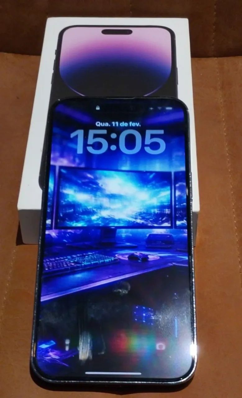 iphone 14 pro max roxo com 128 gb bateria 85 % completo sem marcas