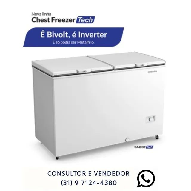 Freezer Horizontal Tampa Cega Metalfrio 417L