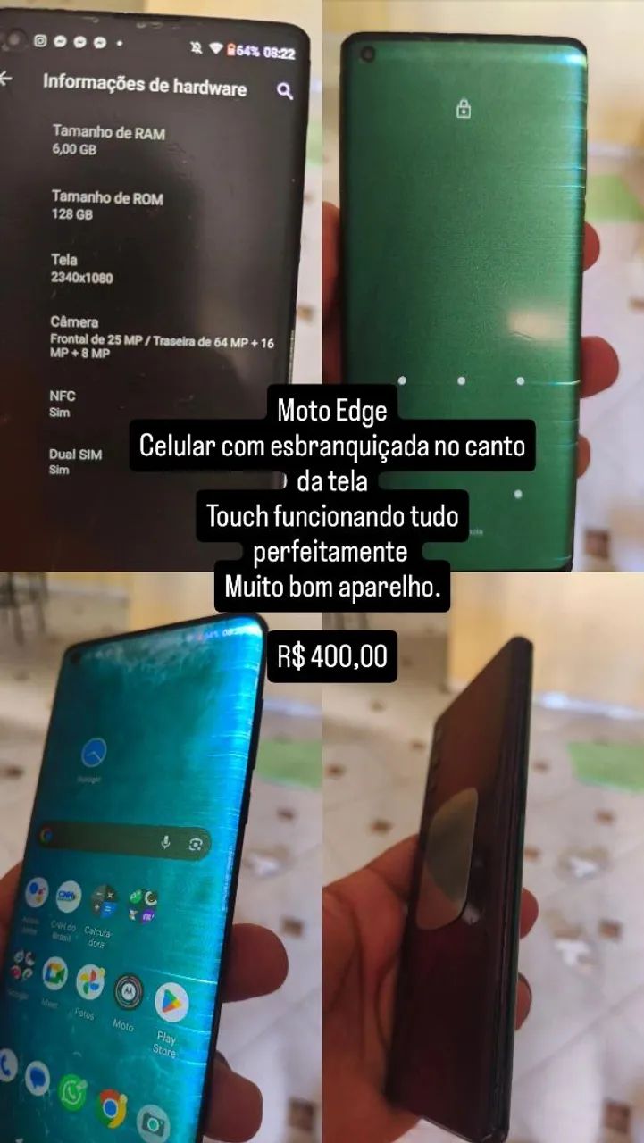 Moto Edge 128gb sair rápido 