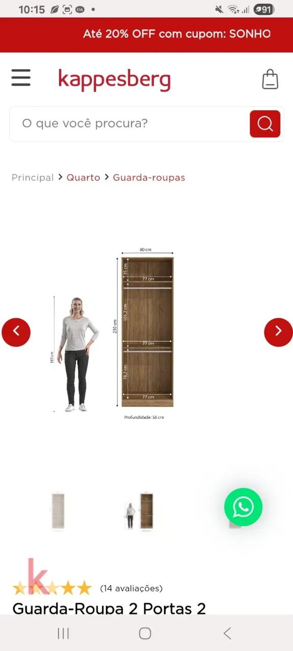 Modulo de guarda roupa Kappesberg novo  a caixa  - Foto 3