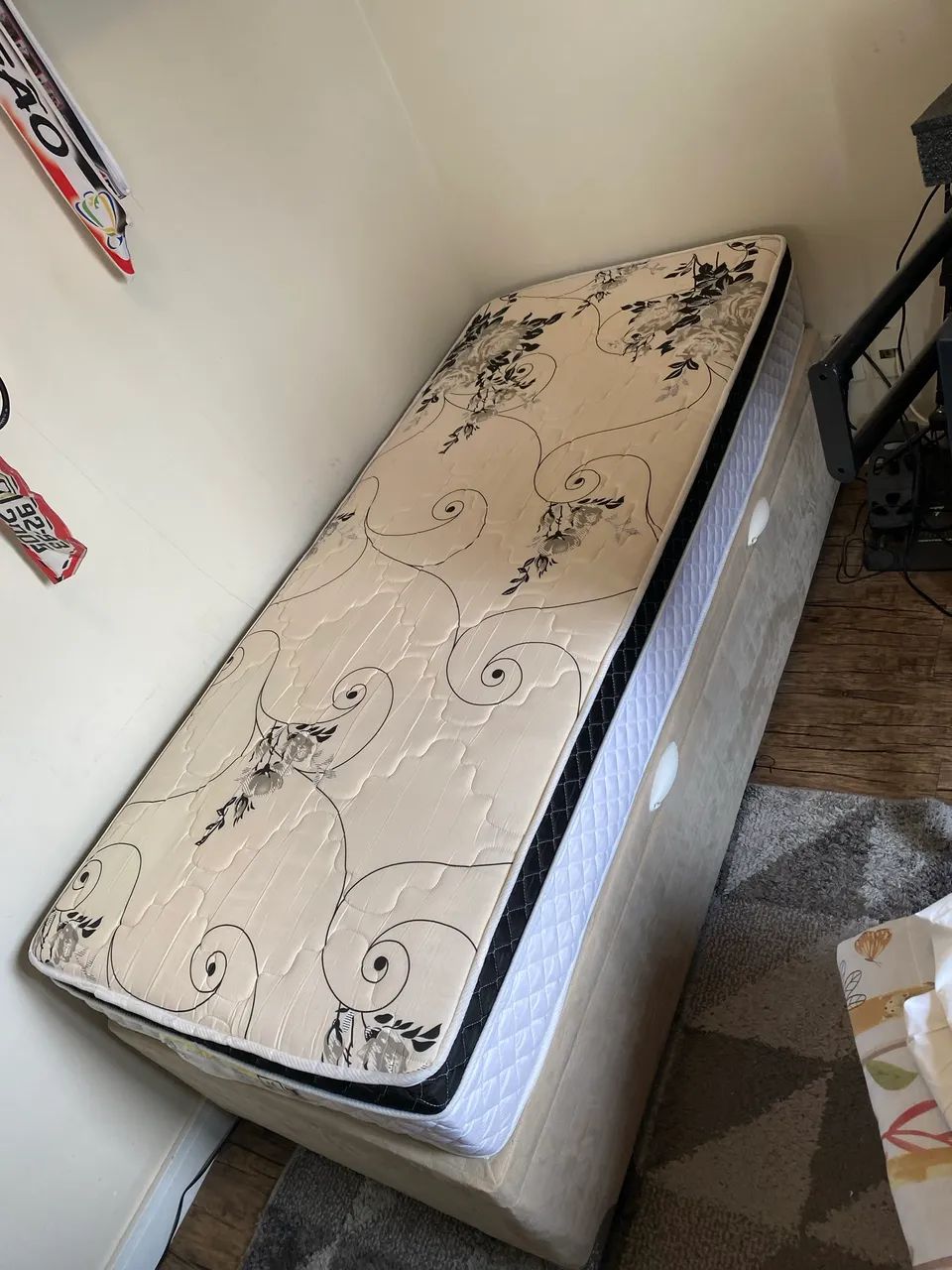 Cama box baú solteiro em suede com colchão  - Foto 2