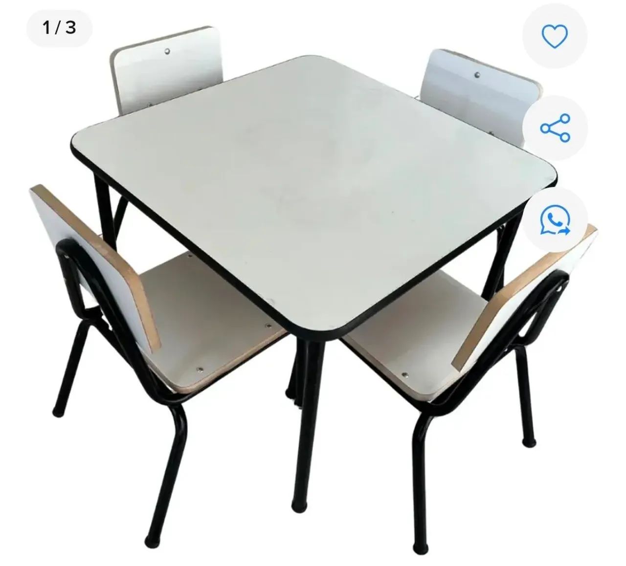 Mesa INFANTIL formica com 02 cadeiras formica branca - Foto 2