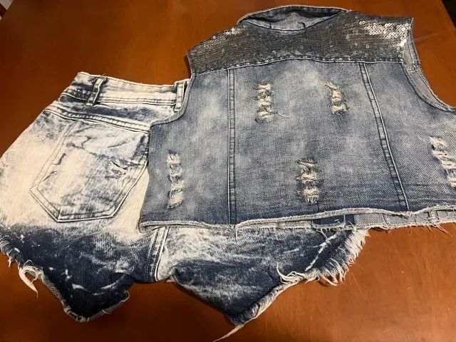 Conjunto jeans com paetês - Foto 5
