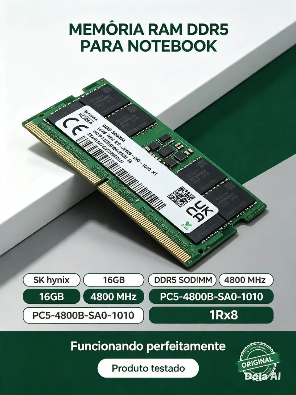 Memória SK Hynix DDR5 SODIMM 16GB ? 4800MHz ? Notebook - Memória