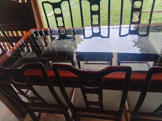 Mesa madeira com 8 cadeiras - Foto 4