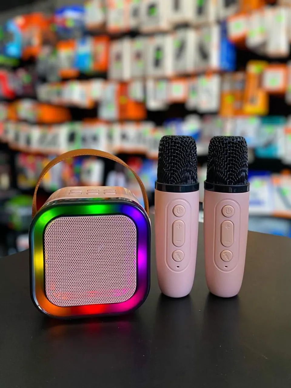 CAIXA DE SOM MINI COM 2 MICROFONES KARAOKÊ <br>?R$ 89,99 - Foto 2