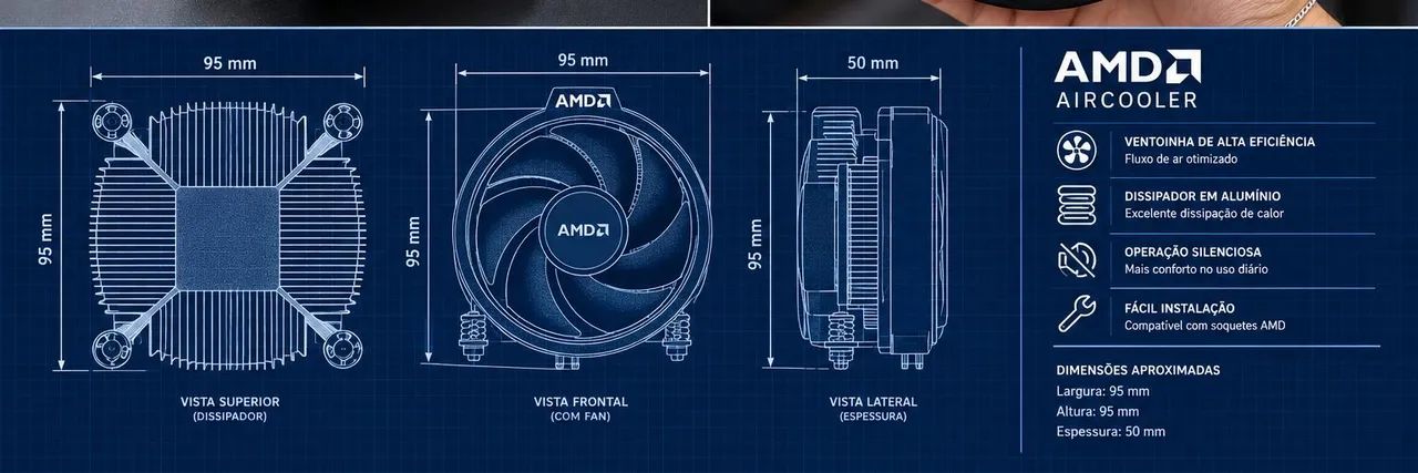Cooler AMD para Processador AM4 - Air Cooler CPU - Original !!! - Foto 3