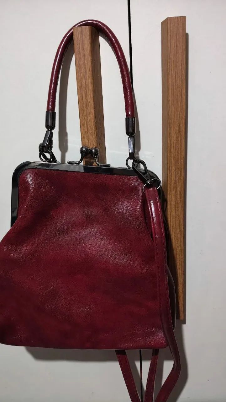 Bolsa estilo retrô cor vinho - Foto 2