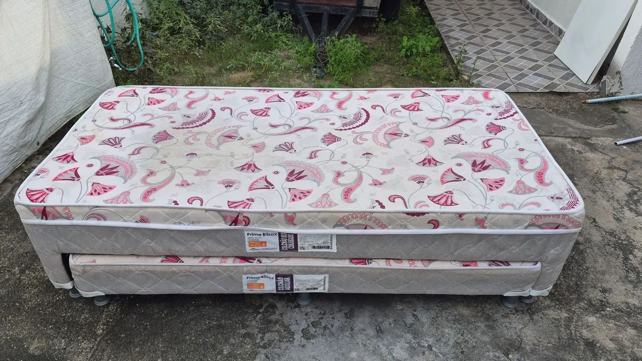 Cama Bibox Solteirão Colchão Box Conjugado 