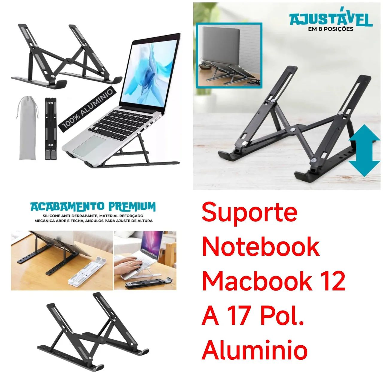 Suporte Notebook Macbook 12 A 17 Pol. Aluminio