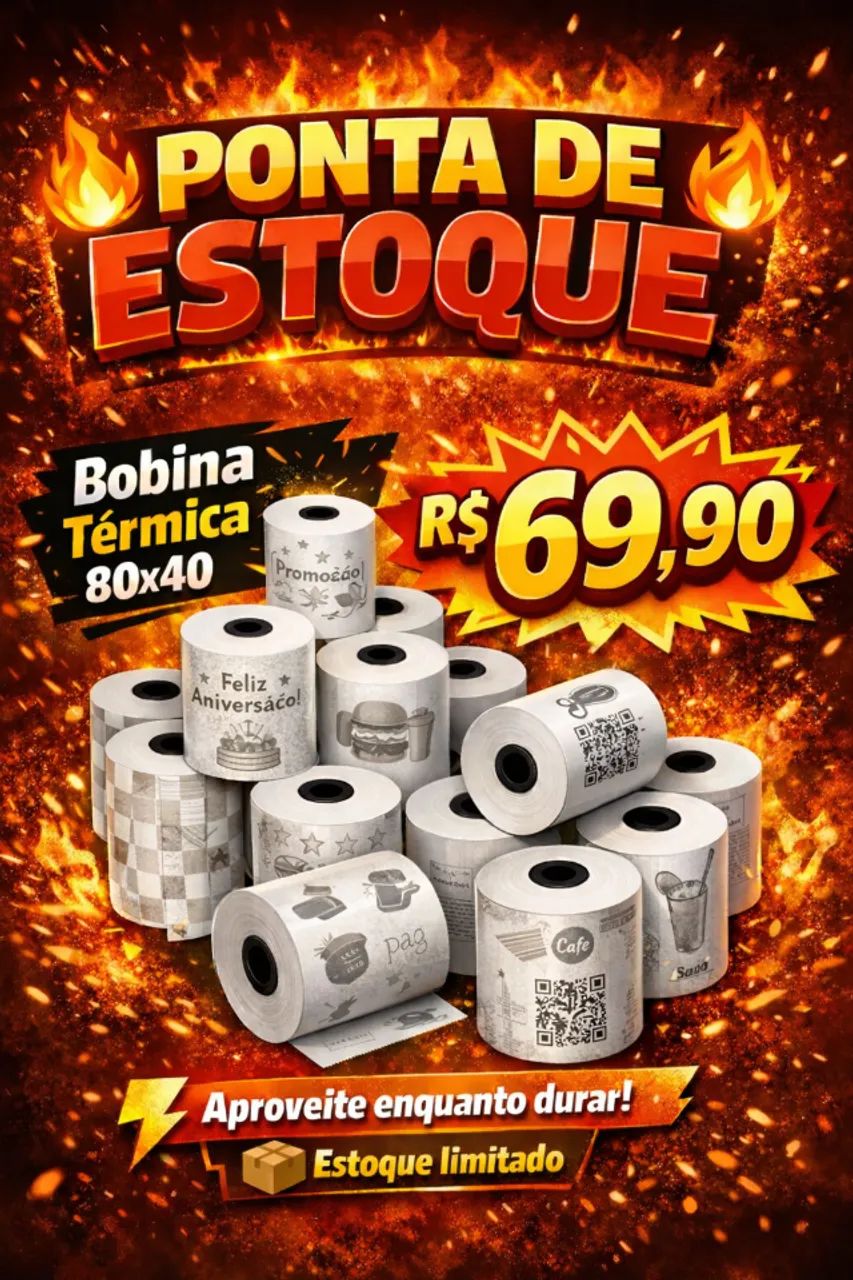 Bobina Térmica sobra Ponta de estoque 80x40 caixa com 30  (artes variadas) 