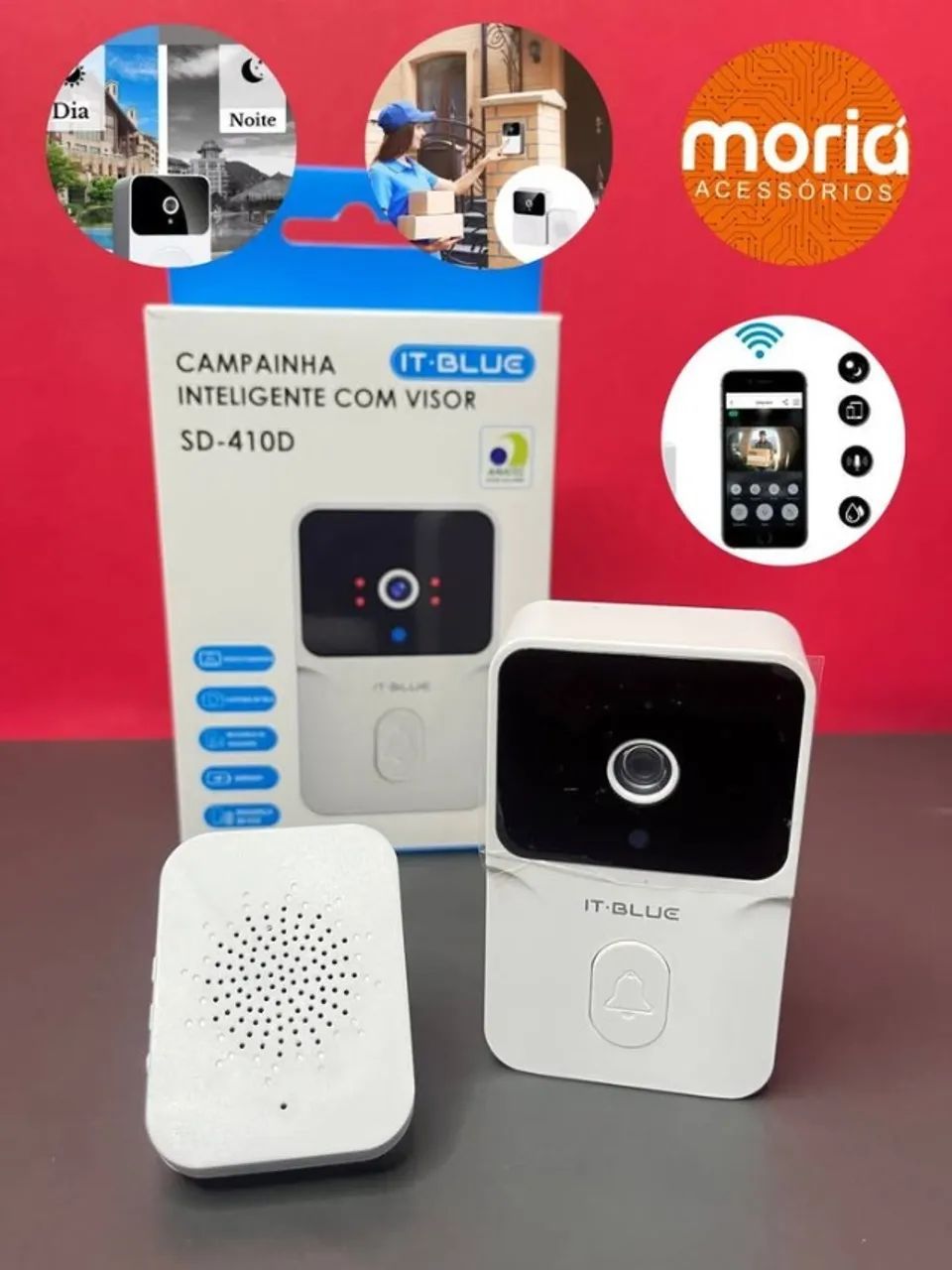 Campainha Residencial Inteligente com Câmera Wi-Fi