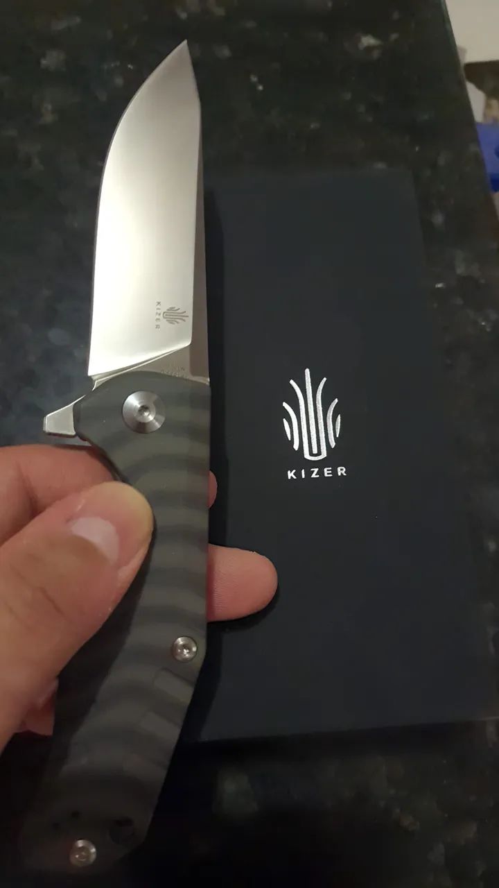 Canivete Kizer Kesmec Frame Lock Knife Flamed Titanium (3.5" Satin) Ki4461A1