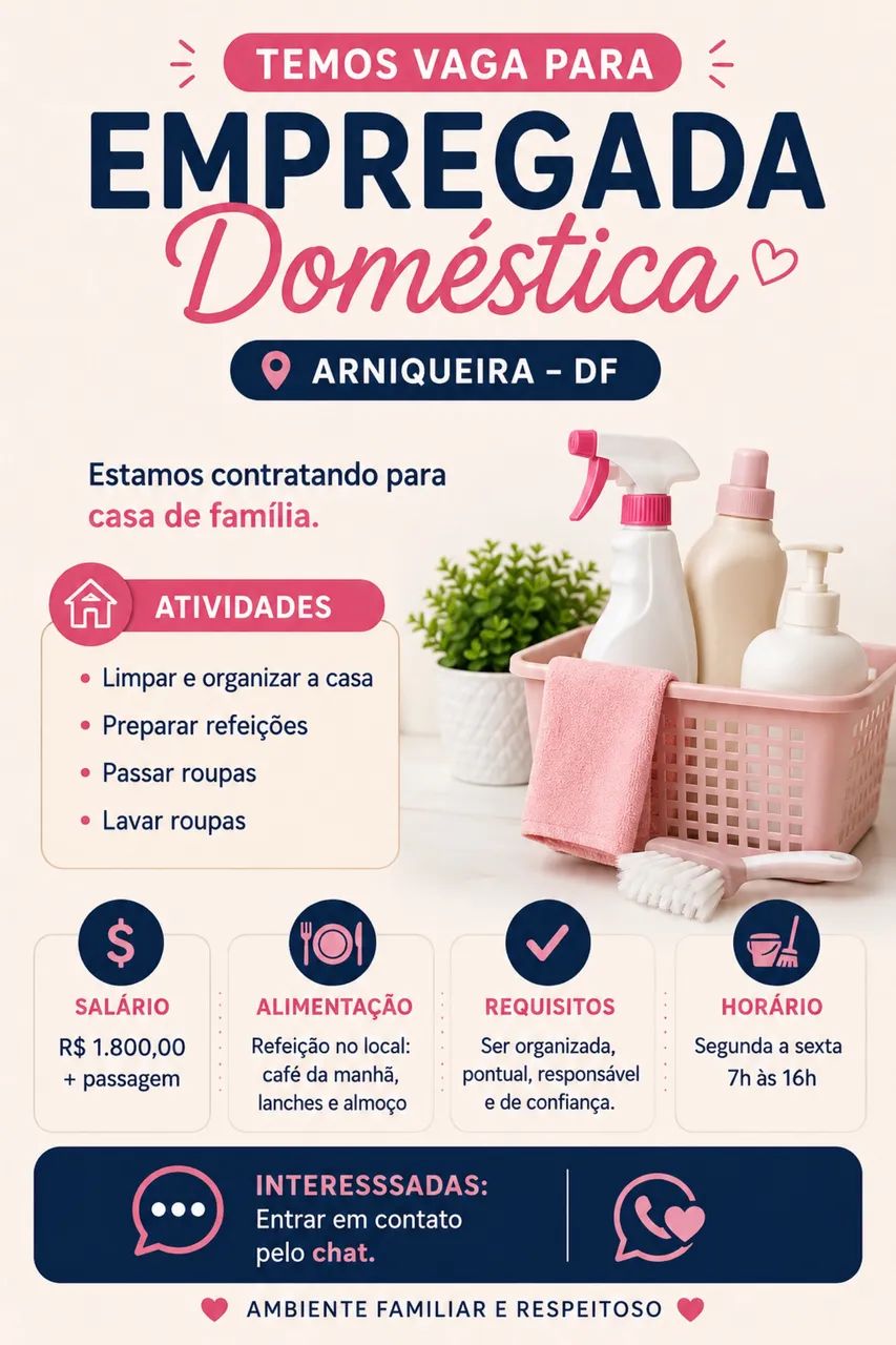 Vaga Empregada Doméstica em Arniqueira 1