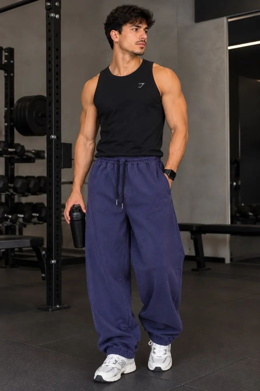Calça Moletom Baggy Azul - Foto 2