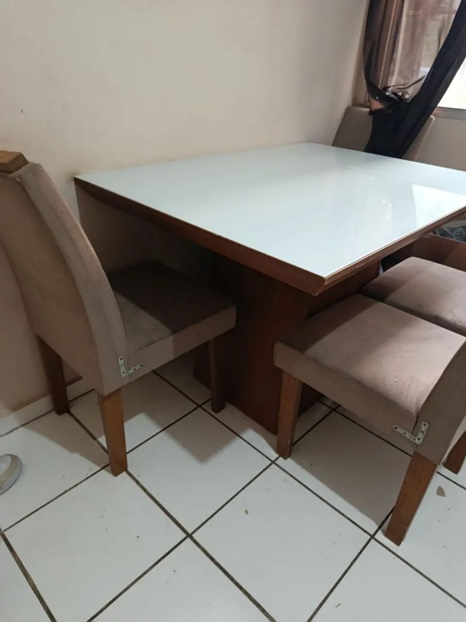 Mesa tampo de vidro 