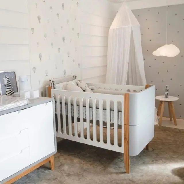 Kit quarto bebê cômoda e berço Evolutivo BO 3em 1 - Foto 4