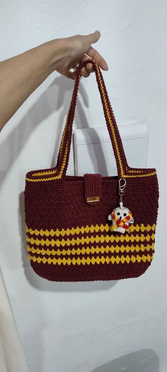 Bolsa de crochê Harry Potter. Com chaveiro de coruja. - Foto 2