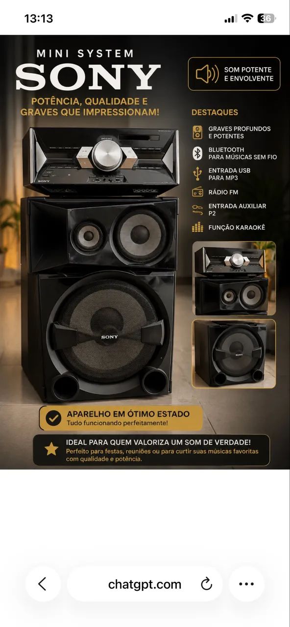 Som Sony Shake edição Limitada