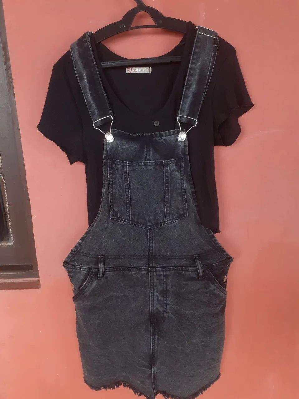 Macacão (Salompete) Saia Jeans Preto, 38