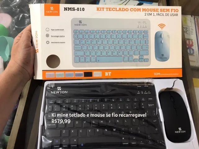 Teclado e mouse sem fio mine recarregavel