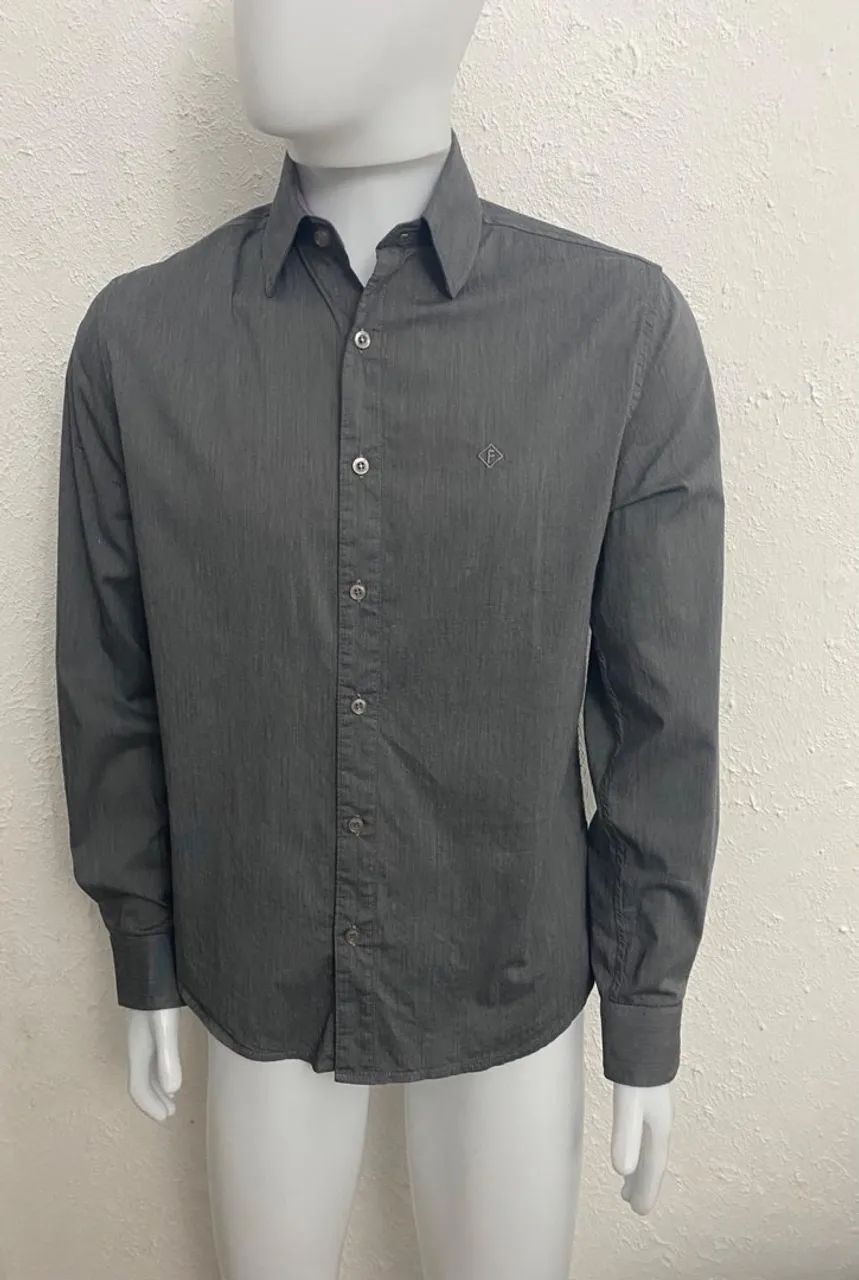 Camisa Fórum Classic Cinza Tamanho M Stretch Bom Estado - Foto 3