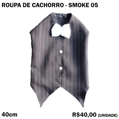Roupa de Cachorro Smoke Preto com Gravata Branca