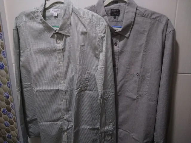 2 Camisas Manga Longa GG Slim Aviator Cinza/Verde
