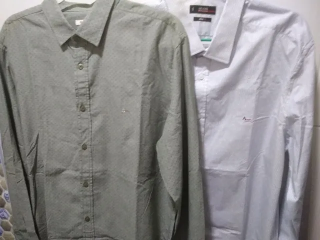 2 Camisas Manga Longa GG Slim Aramis Poás Verde/ Azul Clara