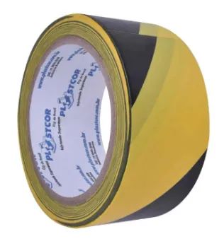 FITA DEMARCAÇAO PRETO/AMARELO 48MMX30MTS - PLASTCOR - Foto 3