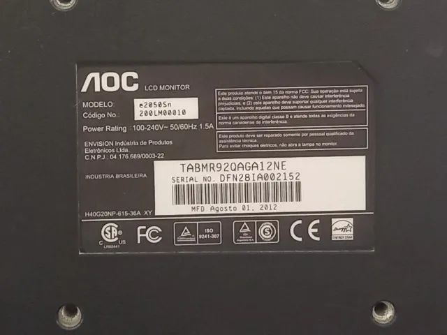 Monitor Lcd AOC E2050SN Semi novo 17 polegadas - Foto 4