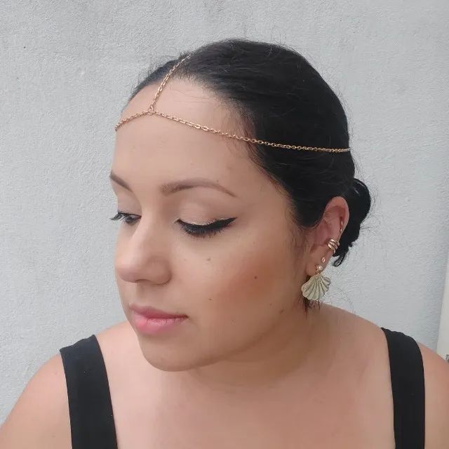 Acessório De Cabelo Tiara Head Chain Delicado Dourado