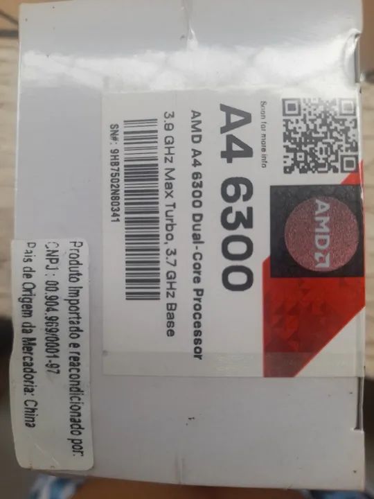 Processador AMD A4 6300 Dual Core 3.7Ghz , o mais barato da internet